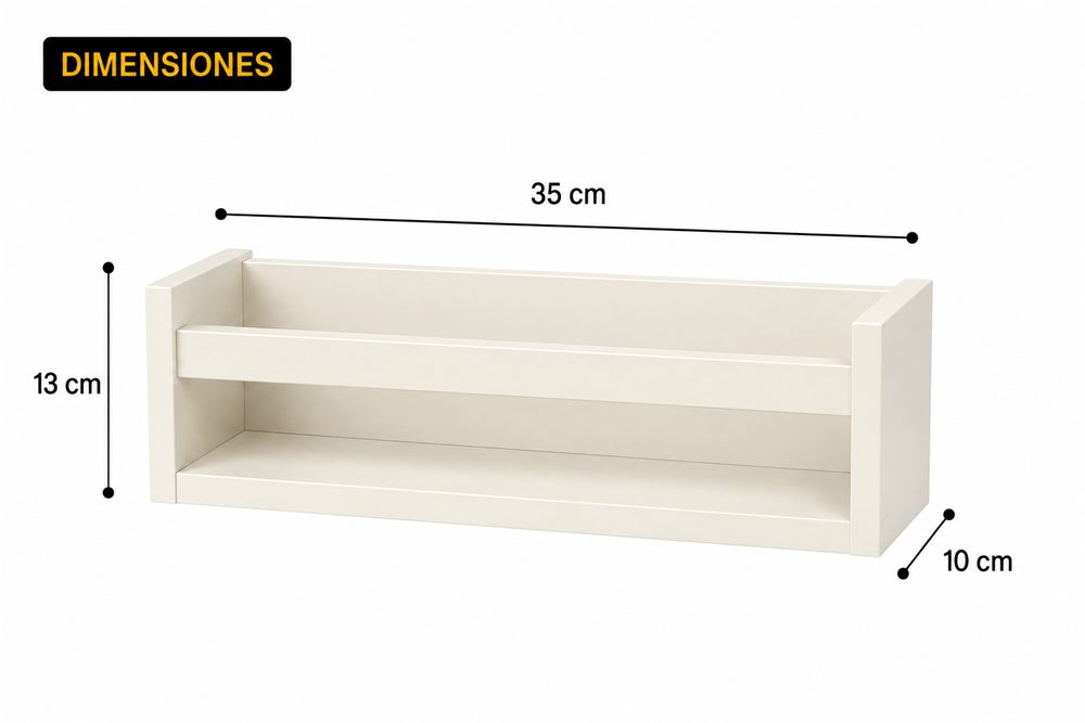 Repisa de almacenamiento 35 × 10 cm de melamina, 35 × 10 cm, espesor 1,8 cm