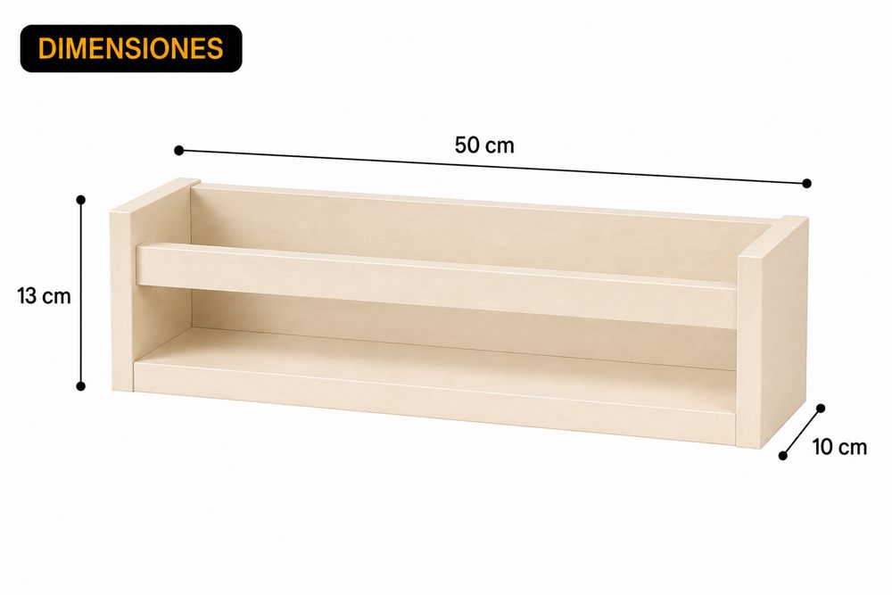 Repisa de almacenamiento 50 × 10 cm de melamina, 50 × 10 cm, espesor 1,8 cm