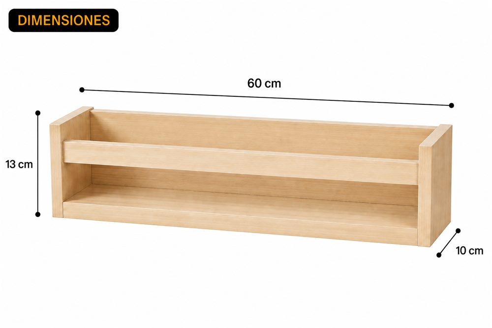 Repisa de almacenamiento 60 × 10 cm de melamina, 60 × 10 cm, espesor 1,8 cm