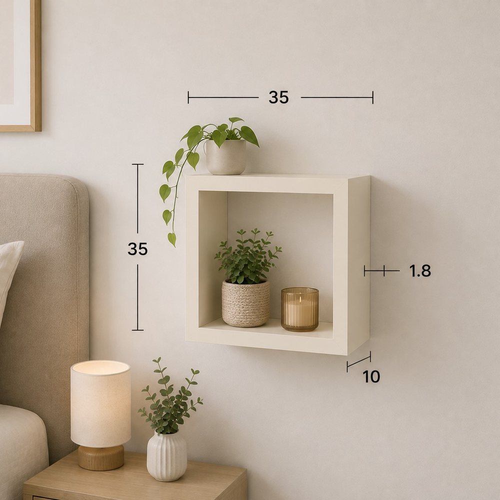 Repisa cubo 35 × 35 cm de melamina, espesor 1,8 cm