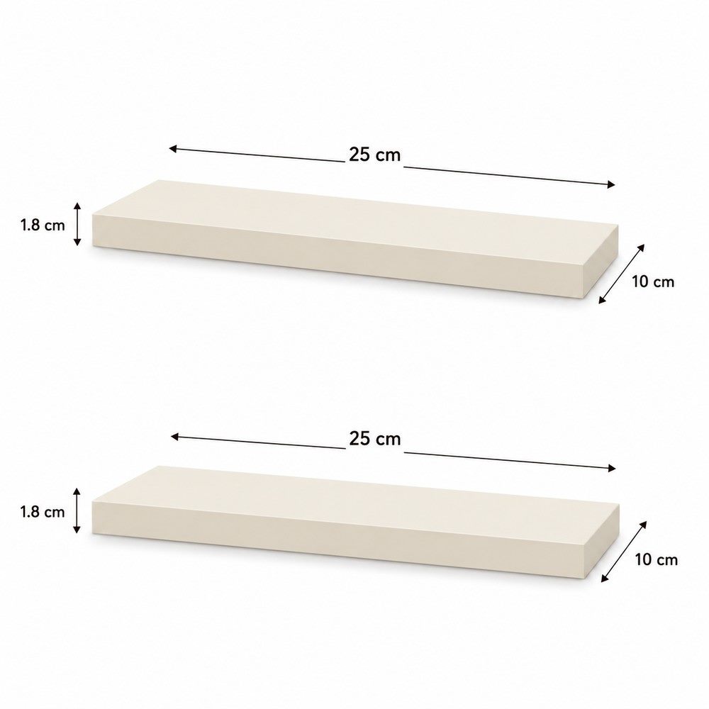 Repisa recta 25 × 10 cm de melamina, 25 × 10 cm, espesor 1,8 cm