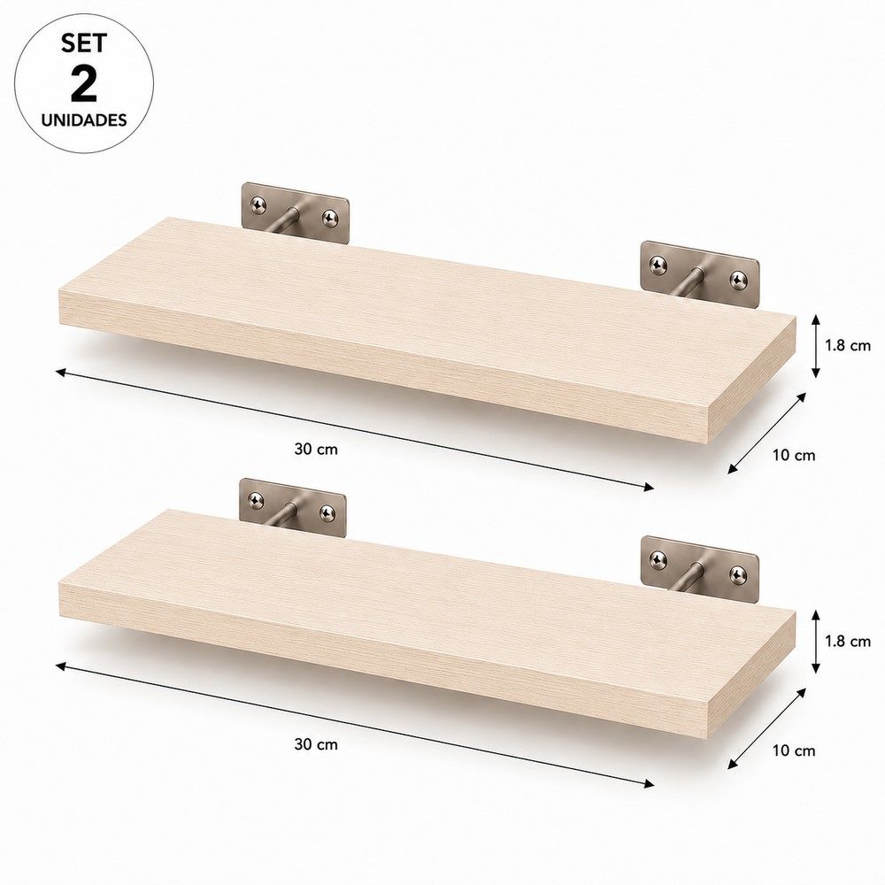 Repisa recta 30 × 10 cm de melamina, 30 × 10 cm, espesor 1,8 cm